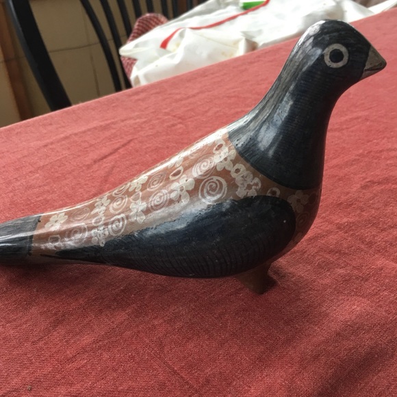 Mexican folk art pottery bird signed - Picture 7 of 9